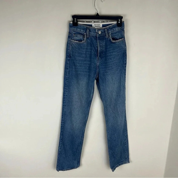 Reformation Stardust Embellished High Rise Straight Jeans Size 24 - Picture 5 of 13